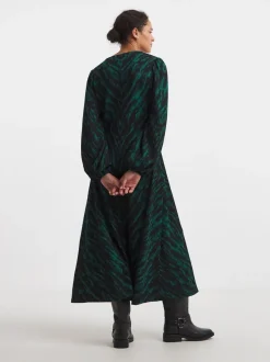 JD Williams Animal Textured Jersey Long Sleeve V-Neck Maxi Dress