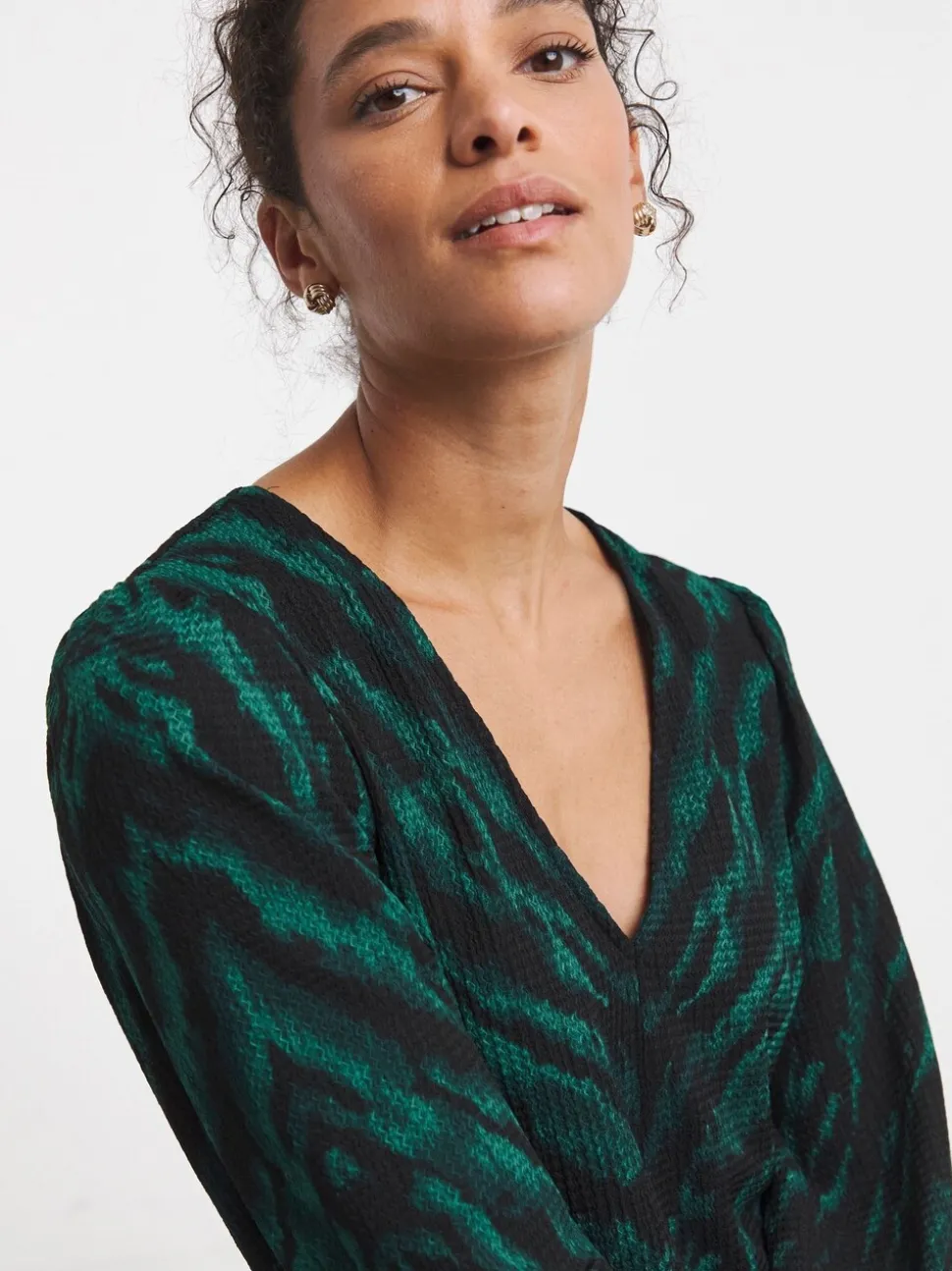 JD Williams Animal Textured Jersey Long Sleeve V-Neck Maxi Dress