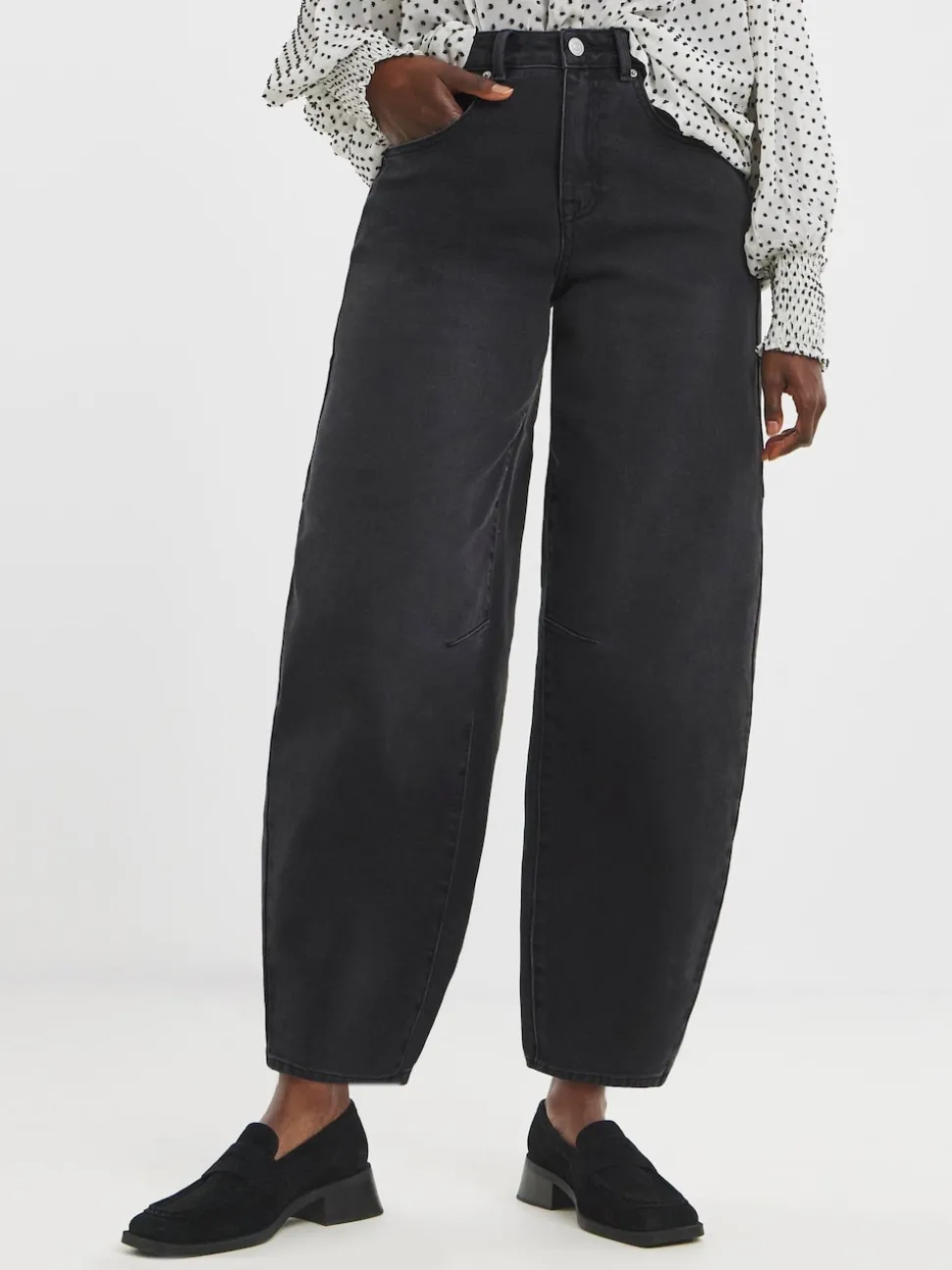 JD Williams Black Authentic Barrel Leg Jeans