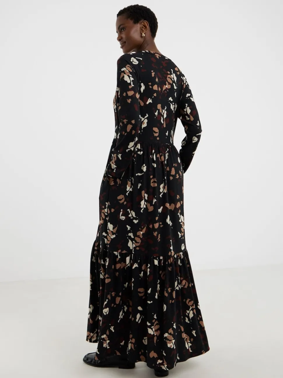 JD Williams Black Soft Touch Long Sleeve Notch Neck Dress