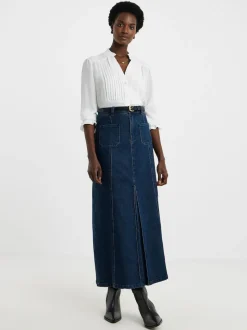 JD Williams Blue Pocket Front Denim Midi Skirt
