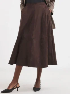 JD Williams Brown Suede Midi Circle Skirt