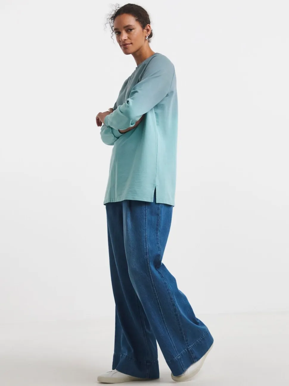 JD Williams Cannon Blue Classic Longline Crew Neck Sweatshirt