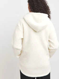 JD Williams Cream Borg Longline Zip Through Hoodie