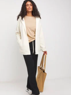 JD Williams Cream Borg Longline Zip Through Hoodie