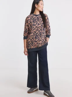 JD Williams Orange Leopard Print Side Zip Longline Sweatshirt