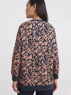 JD Williams Orange Leopard Print Side Zip Longline Sweatshirt