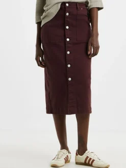 JD Williams Red Button Through Denim Midi Skirt