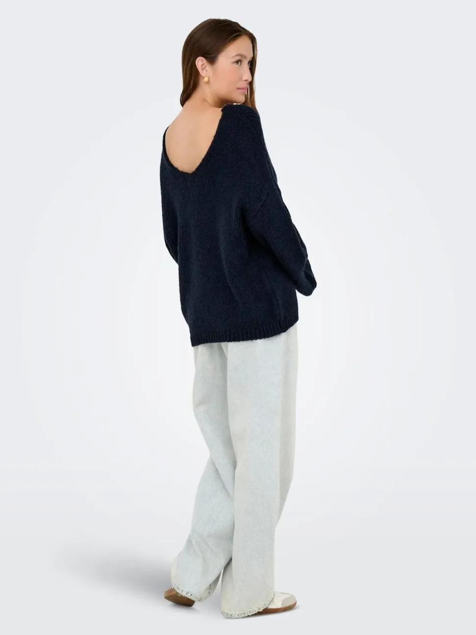 JDY Blue Slouchy Oversized Reversible Wide Sleeve Jumper