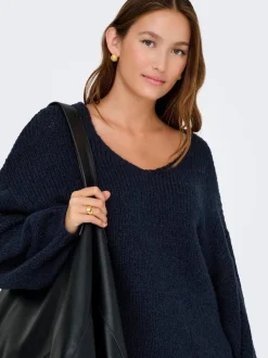 JDY Blue Slouchy Oversized Reversible Wide Sleeve Jumper