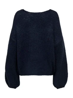JDY Blue Slouchy Oversized Reversible Wide Sleeve Jumper