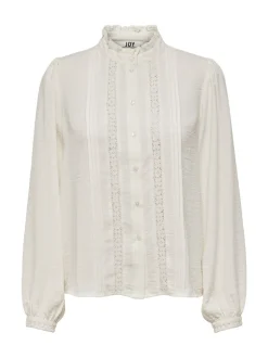 JDY White Lace Detail Long Sleeve Shirt