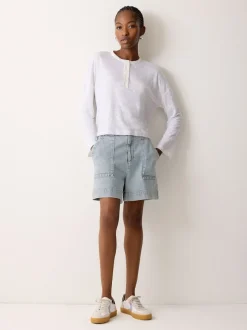 Jigsaw Blue Denim Patch Pocket Shorts