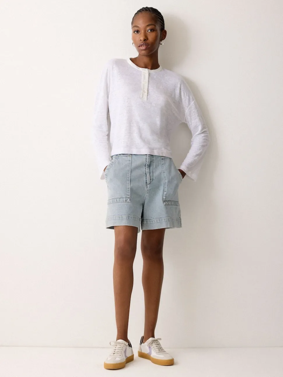 Jigsaw Blue Denim Patch Pocket Shorts