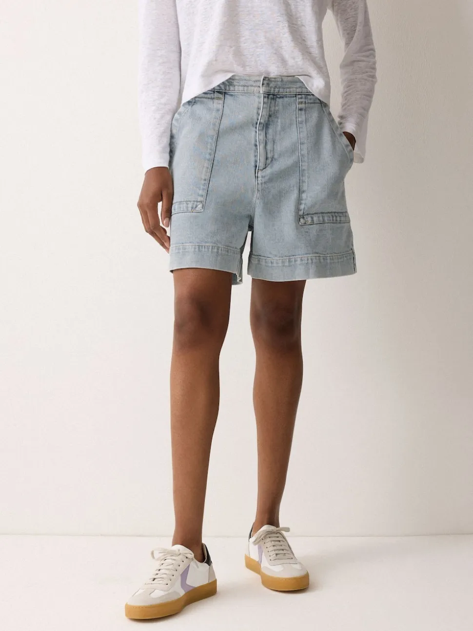 Jigsaw Blue Denim Patch Pocket Shorts