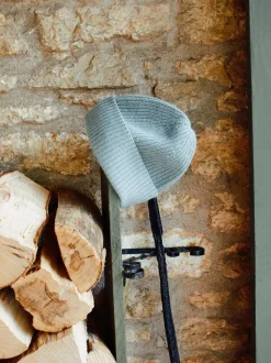 Jigsaw Blue Wool Cashmere Blend Rib Beanie