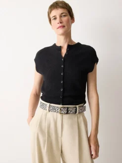 Jigsaw White Polka Dot Calf Hair Belt