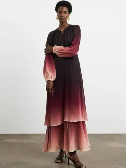 Joanna Hope Pink Ombre Tiered Maxi Dress