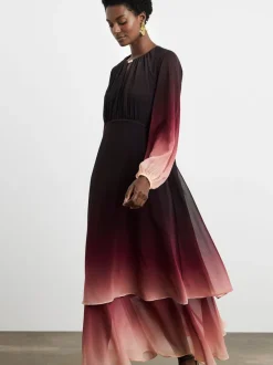 Joanna Hope Pink Ombre Tiered Maxi Dress