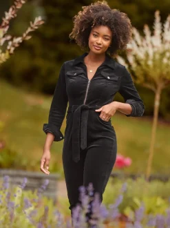 Joe Browns Black Petite Stretch Fit Darcy Cord Jumpsuit