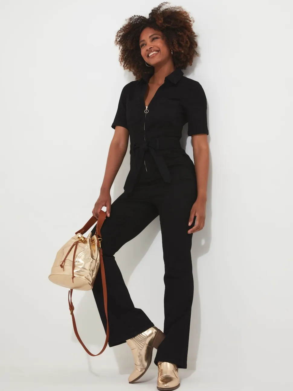 Joe Browns Black Roxie Denim Petite Jumpsuit