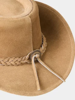 Joe Browns Natural Leather Boho Hat with Plaited Brim Accent