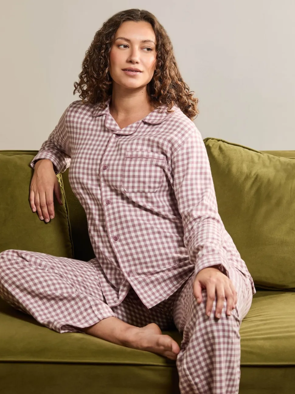 JoJo Maman Bébé Berry Maternity Gingham Pyjama Set