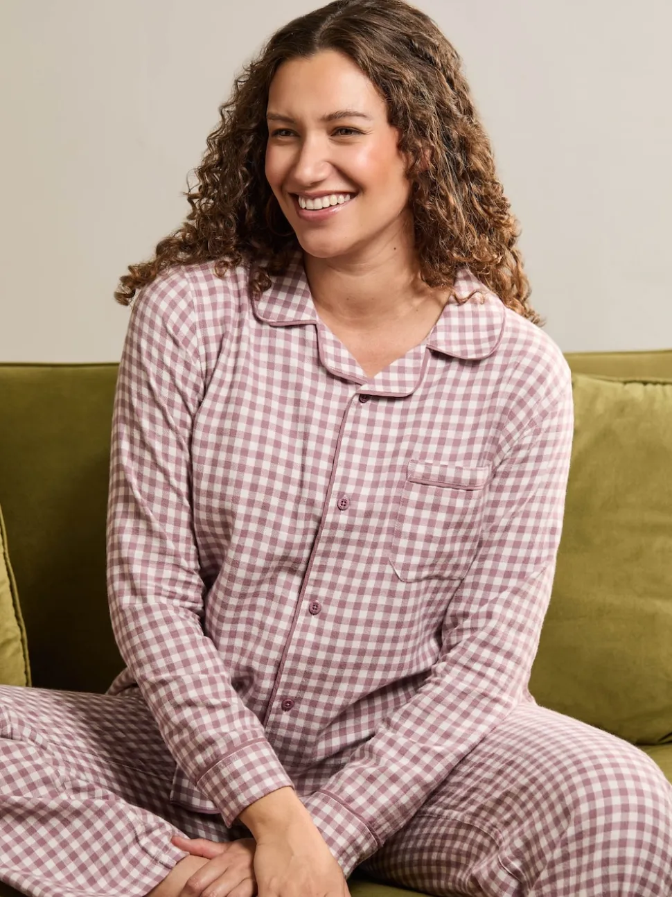 JoJo Maman Bébé Berry Maternity Gingham Pyjama Set