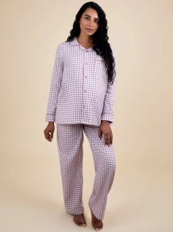 JoJo Maman Bébé Berry Maternity Gingham Pyjama Set