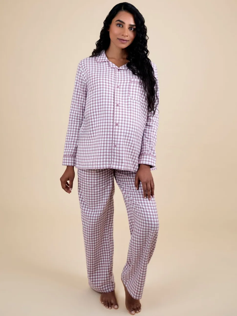 JoJo Maman Bébé Berry Maternity Gingham Pyjama Set