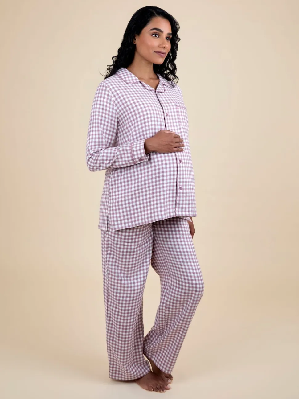 JoJo Maman Bébé Berry Maternity Gingham Pyjama Set