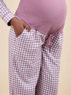 JoJo Maman Bébé Berry Maternity Gingham Pyjama Set