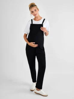 JoJo Maman Bébé Black Jersey Maternity Dungarees