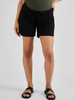 JoJo Maman Bébé Black Linen Blend Drawstring Waist Maternity Shorts