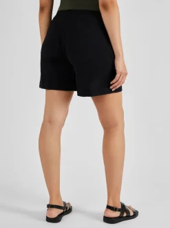 JoJo Maman Bébé Black Linen Blend Drawstring Waist Maternity Shorts