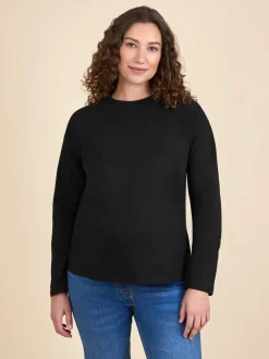 JoJo Maman Bébé Black Long Sleeve Boyfriend Maternity T-Shirt