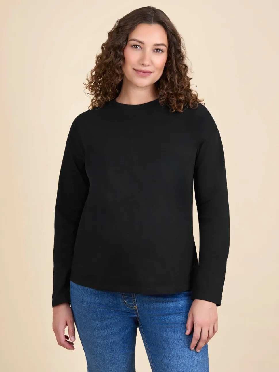 JoJo Maman Bébé Black Long Sleeve Boyfriend Maternity T-Shirt