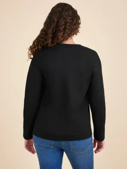 JoJo Maman Bébé Black Long Sleeve Boyfriend Maternity T-Shirt