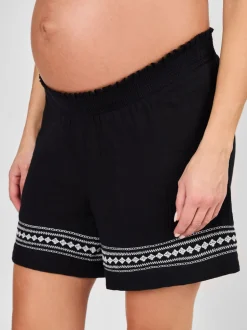 JoJo Maman Bébé Black Maternity Embroidered Shorts