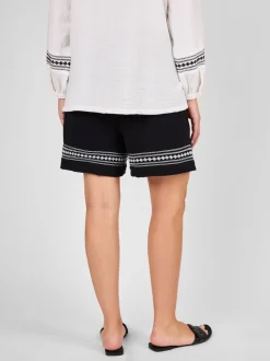 JoJo Maman Bébé Black Maternity Embroidered Shorts