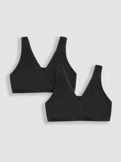 JoJo Maman Bébé Black 2-Pack Maternity & Nursing Sleep Bras