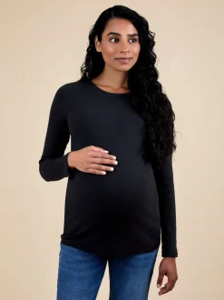 JoJo Maman Bébé Black 2-Pack Ribbed Maternity & Nursing Top