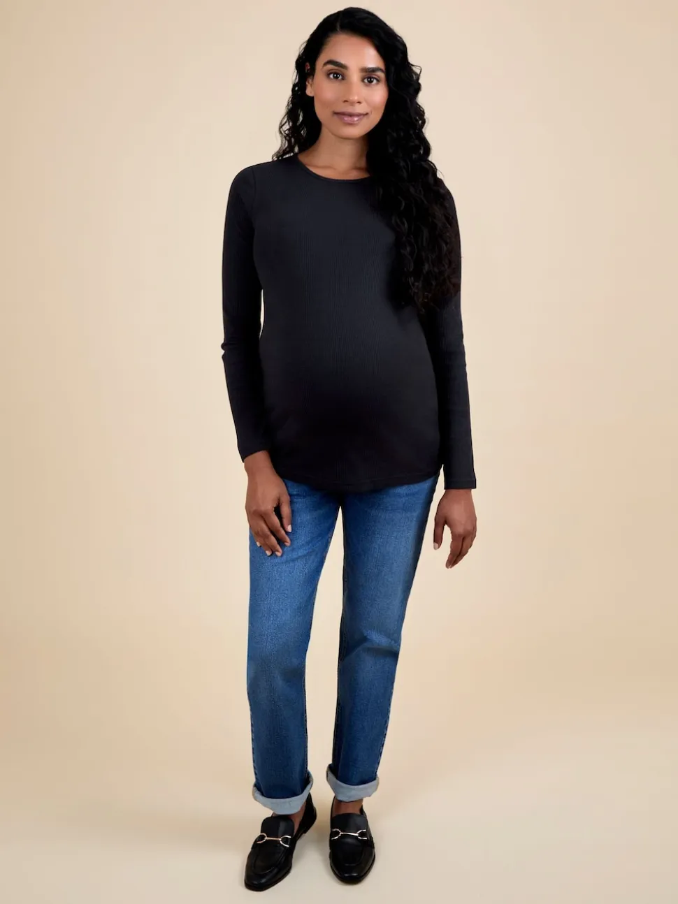 JoJo Maman Bébé Black 2-Pack Ribbed Maternity & Nursing Top