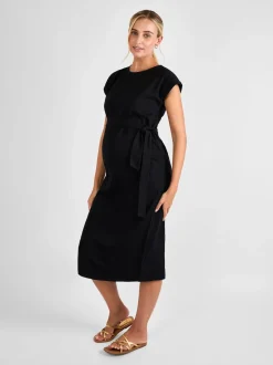 JoJo Maman Bébé Black Short Sleeve Relaxed T-Shirt Midi Dress