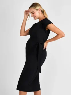 JoJo Maman Bébé Black Short Sleeve Relaxed T-Shirt Midi Dress