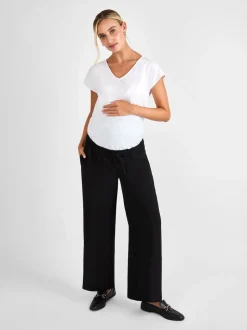 JoJo Maman Bébé Black Wide Leg Maternity Trousers