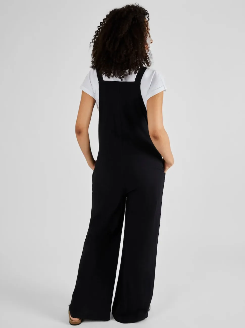 JoJo Maman Bébé Black Wide Leg Maternity Linen Dungaree
