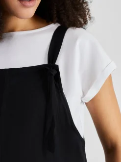 JoJo Maman Bébé Black Wide Leg Maternity Linen Dungaree