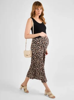 JoJo Maman Bébé Brown Print Maternity Midi Skirt