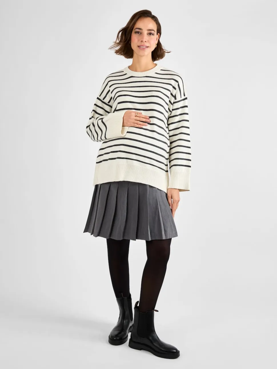 JoJo Maman Bébé Grey Maternity Pleated Mini Skirt
